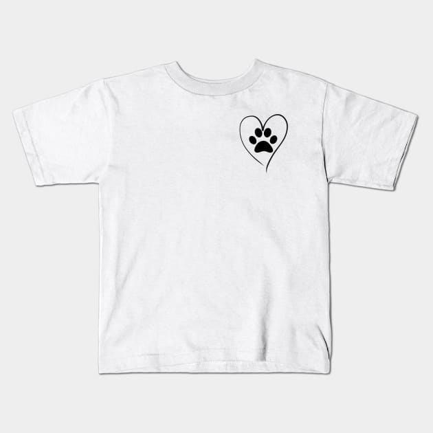 Women cute paw print heart design dog cat lover pet tee Kids T-Shirt by CreativeLimes